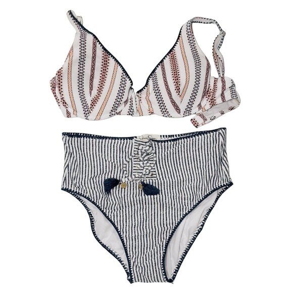 JESSICA SIMPSON Women's Swimsuit Multi Geometric Bikini Top Size L Bottom Size L - Picture 5 of 9